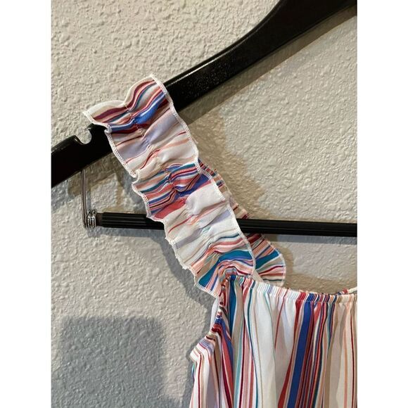 Striped tank top ruffle straps - Picture 2 of 4